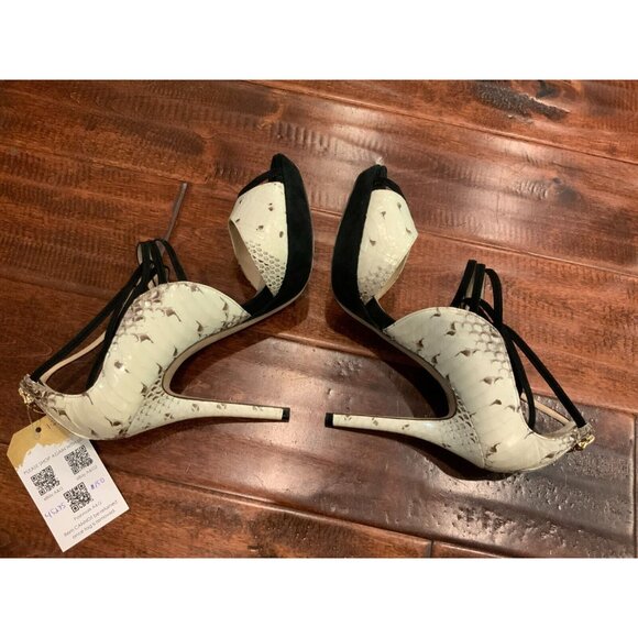 Alexandre Birman White Python Peep Toe Strappy Heels, Size 8 (US) - Picture 5 of 6